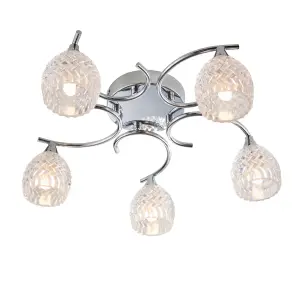 Anson Lighting Georgia Chrome and Clear Glass 5 Light Semi Flush Ceiling Fitting