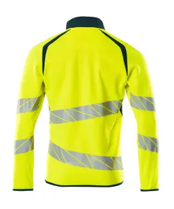 Mascot Accelerate Safe Modern Fit Zippered Sweatshirt (Hi-Vis Yellow/Dark Petroleum)  (X Small)