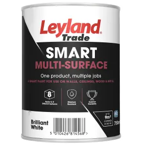 Leyland Trade Smart Brilliant White Mid sheen Multi-room Multi-surface paint, 750ml