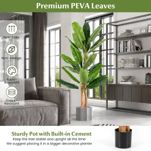 Costway 195cm Tall Artificial Banana Tree Indoor Greenery Potted Plant Home Living Room Office Decor