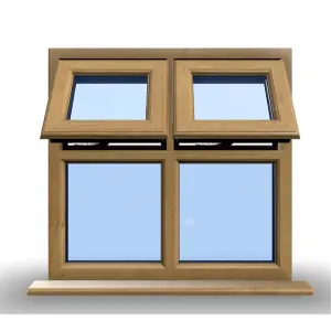 895mm (W) x 1195mm (H) Wooden Stormproof Window - 2 Top Opening Windows -Toughened Safety Glass