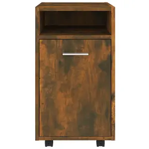 Berkfield Side Cabinet with Wheels Smoked Oak 33x38x60 cm Engineered Wood