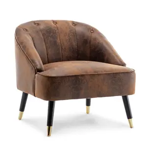 Faux Leather Suede Brown Kensington Accent Chair