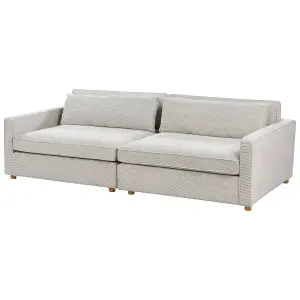 3 Seater Cord Sofa Light Grey VINSTRA