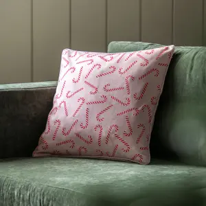 Gallery™ Pink Candy Cane Indoor Christmas Cushion (L)45cm x (W)45cm