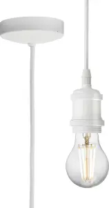 Luminosa 1.8m E27 Vintage Pendant Set - Matt White 230V IP20 80W