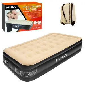 Single Inflatable High Raised Air Bed Mattress Airbed With Builtin Electric Pump