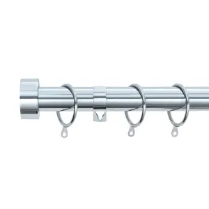 A.Unique Home Stud End Metal Extendable Curtain Pole With Rings and Fittings (25/28mm) - Nickel, 70cm - 120cm  Approx