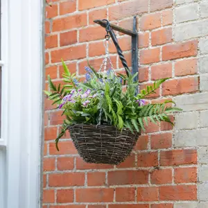 Blooming Artificial - 50cm / 1.75ft Pink Faux Wild Flower Hanging Basket