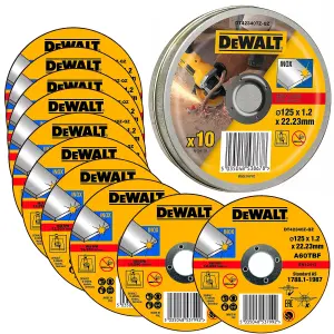 Dewalt 125mm 4.5" 1.2mm Thin INOX Metal Cutting Disc 22mm Bore Flat Disc x10 Tin