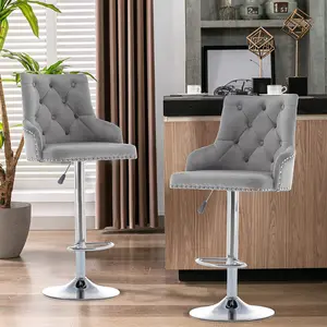 Montevallo Height Adjustable Swivel Bar Stool (Set of 2) Grey