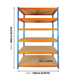 NEW 6 Tier Extra Heavy Duty Storage Racking 1800h x 1200w x 600d mm 300kg