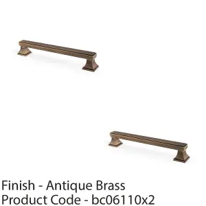 2 PACK - Chunky Square Pull Handle - Antique Brass 160mm Centres SOLID BRASS Drawer Door