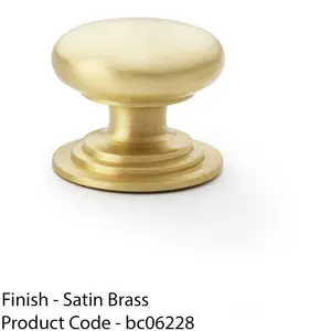 Stepped Round Door Knob - Satin Brass 38mm Classic Kitchen Cabinet Pull Handle