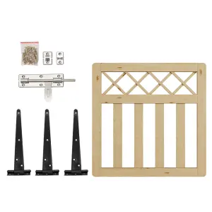 3x3ft Outdoor Cross Top Garden Wooden Gate Fence Patio Gate