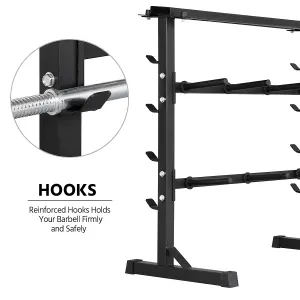 Yaheetech Black 3 Tier Dumbbell Barbell Rack for Home Gym