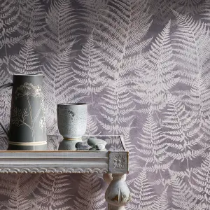 Clarissa Hulse Woodland Fern Pewter Smooth Wallpaper