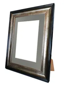 Scandi Black & Gold Frame with Dark Grey Mount for Image Size 10 x 8 Inch