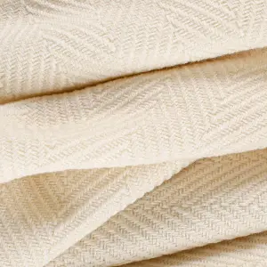 EHC Herringbone Lightweight Soft Warm Wool  Feel Acrylic Throws for Sofa Blanket  - Ivory