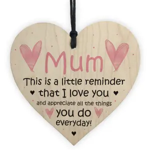 I Love You Mum Wood Heart Mothers Day Birthday Gift For Mum From Daughter Son