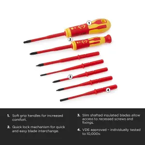 CK T4925 VDE Interchangeable Slim Blade Screwdriver Set Of 9