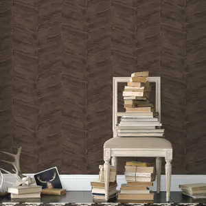 Galerie Ambiance Copper Chocolate Chevron Embossed Wallpaper