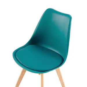 Nero Upholstered Dining Chair (Set of 2) Turquoise / Oak