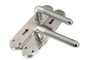 Marina Door Handle Two Tone Lock Lever - Chrome and Satin by Betley Butterfly