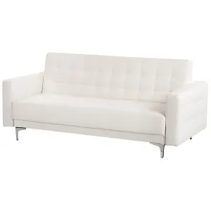 Modular Faux Leather Living Room Set White ABERDEEN