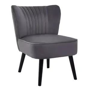 Interiors by Premier Grey Velvet Chair, Curved Back Accent chair, Easy to Assemble Borg Chair, Comfy Office Chair