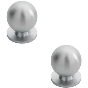 2x Solid Ball Cupboard Door Knob 25mm Diameter Satin Chrome Cabinet Handle