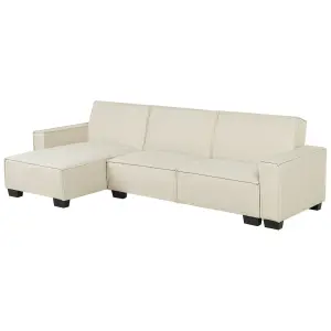 Corner Sofa ROMEDAL Beige Fabric Right Hand