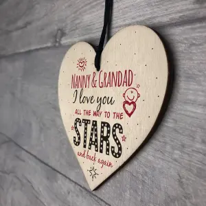 Red Ocean Love You Nanny  Grandad NAN Home Decor Wooden Hanging Heart Wall Sign Plaque Keepsake Gift