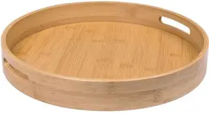 Dunelm Round Bamboo Tray, Scandi, Natural