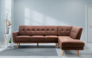 Donna 5 Seater Right Corner Chaise Sofa - Light Brown