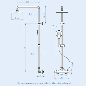 Nes Home Round Exposed Thermostatic Dual Control Shower Mixer