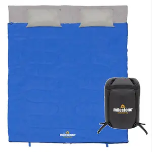 Milestone Camping Double Envelope Sleeping Bag with Pillows