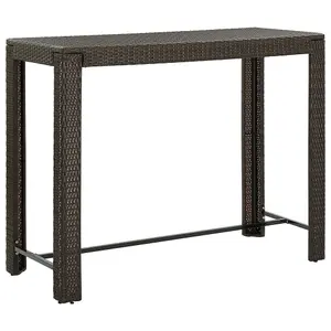 Berkfield Garden Bar Table Brown 140.5x60.5x110.5 cm Poly Rattan