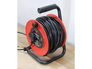 Faithfull Power Plus Open Drum Cable Reel 240V 13A 2-Socket 25m