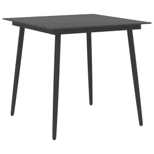 Berkfield Garden Dining Table Black 80x80x74 cm Steel and Glass