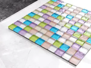 Glass mosaic on mesh for bathroom or kitchen 300mm x 300mm - Gummy bears