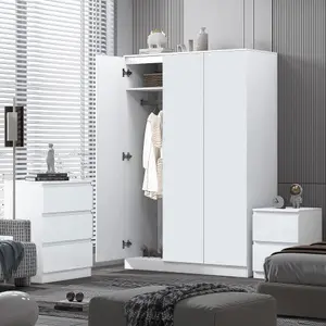 Stora 3 Door Triple Door Wardrobe Matt White