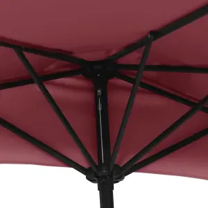 Berkfield Balcony Parasol with Aluminium Pole Bordeaux Red 300x150x253 cm Half