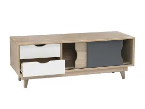 Scandinavian Oak TV Unit Oak & Grey