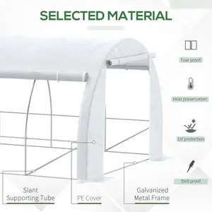 Outsunny 6 x 3 x 2 m Polytunnel Greenhouse Pollytunnel Tent w/ Steel Frame White