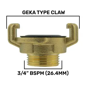 Professional Geka type brass claw hose connectors/fittings, (3/4" bsp male)