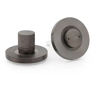 Modern Knurled Thumbturn & Release Lock - Dark Bronze - Bathroom Door WC