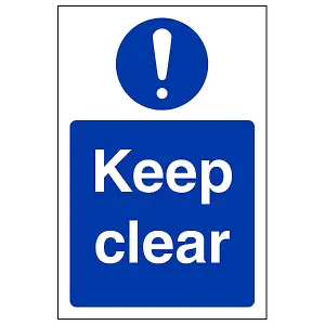 Keep Clear Mandatory Fire Door Sign - Rigid Plastic - 100x150mm (x3)