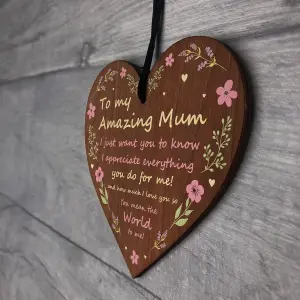 Red Ocean Mothers Day Gifts  A Present For Mum  Handmade Plaque  Wooden heart hanging plaque Mother from daughter thank you