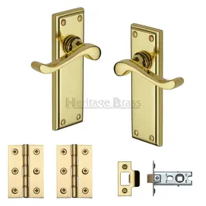 Edwardian Door Handle Kit Polished Brass